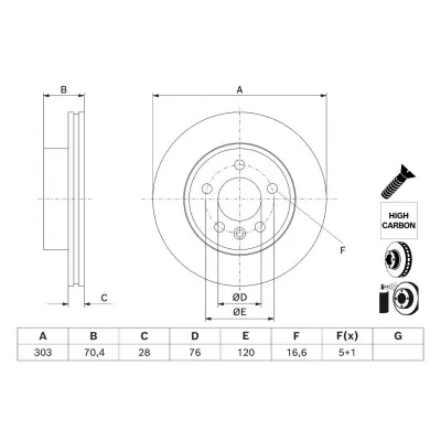 Marca Reconocida Disco de freno BOSCH 0 986 479 J83